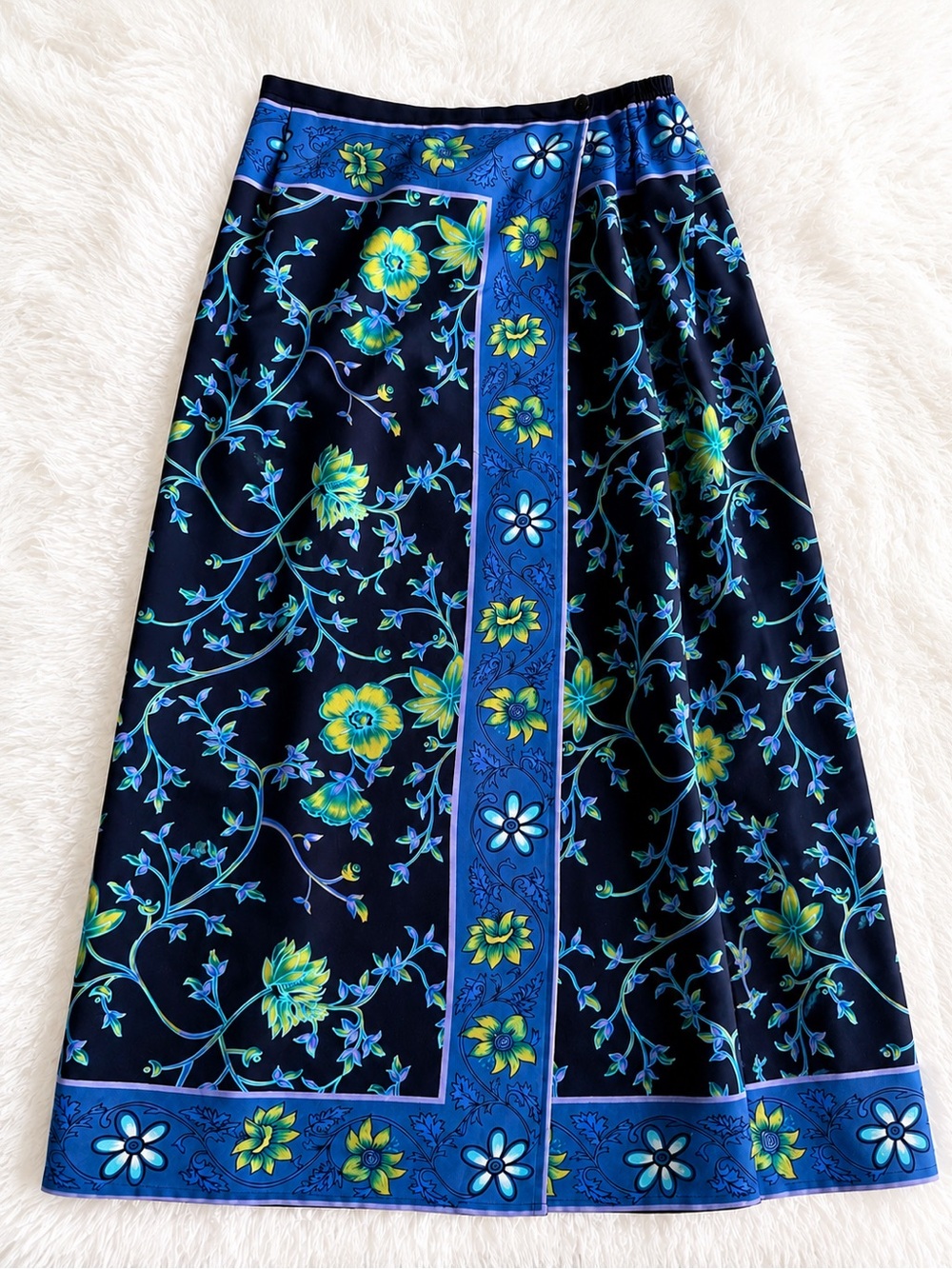 Notations Clothing Co Blue Floral Satin Maxi Skirt Small Vintage Y2K Boho